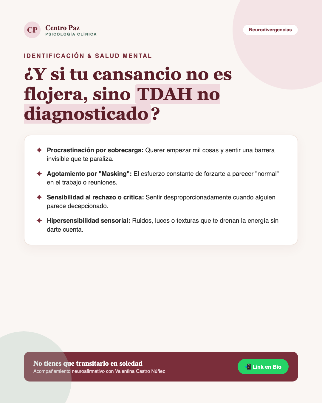 ¿Y si ese cansancio crónico no es flojera, sino TDAH tardío?