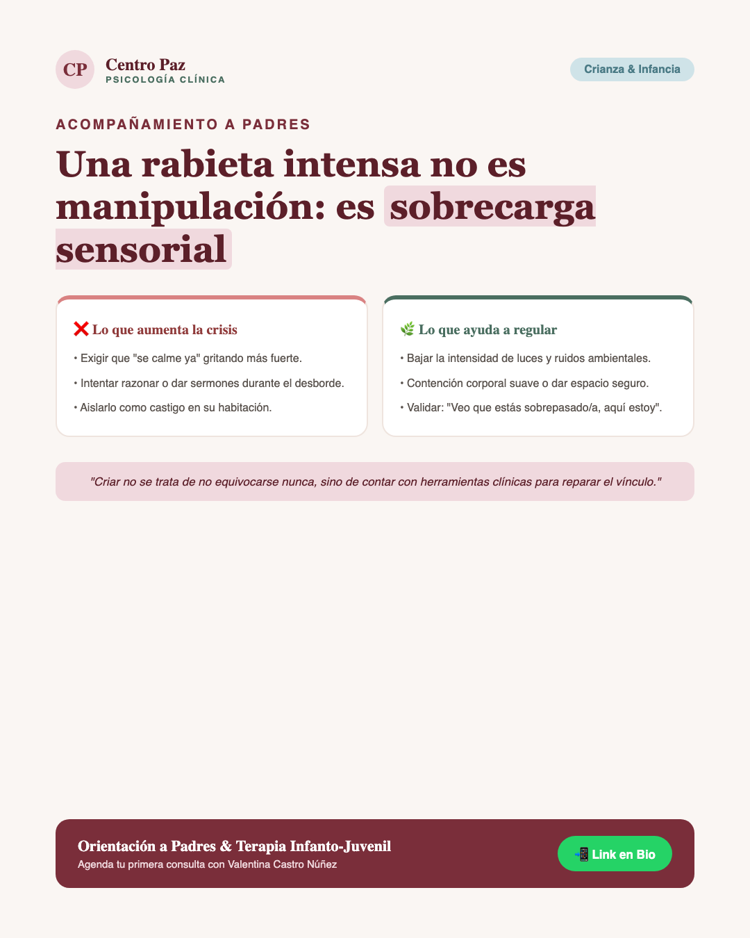 Una rabieta intensa no es manipulación: es sobrecarga sensorial