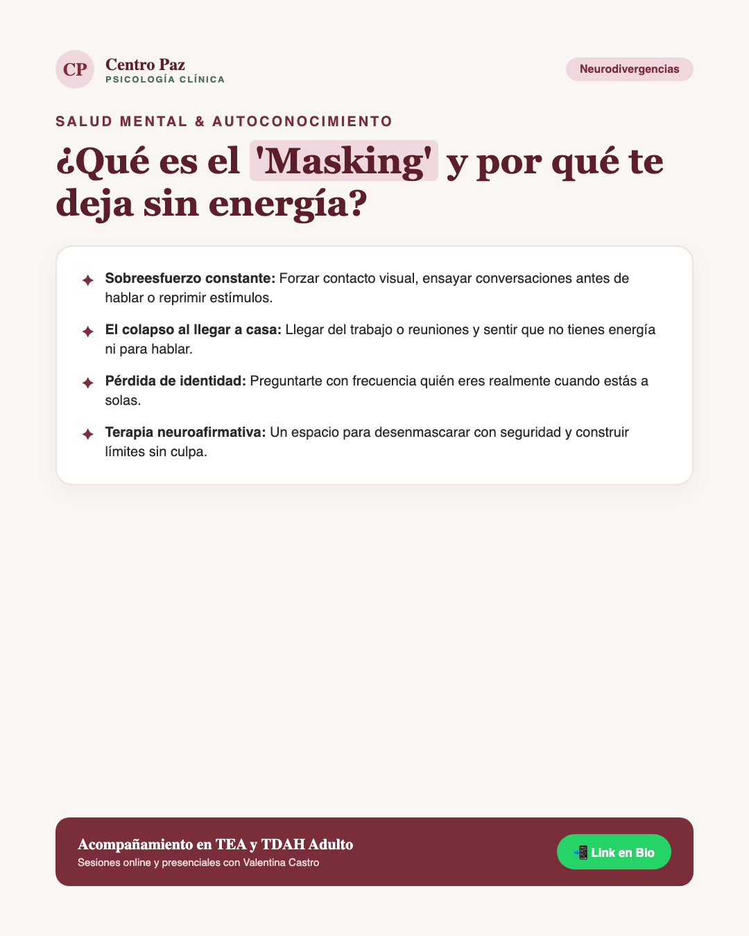 El costo invisible del masking: llegar a casa sin energía ni para hablar