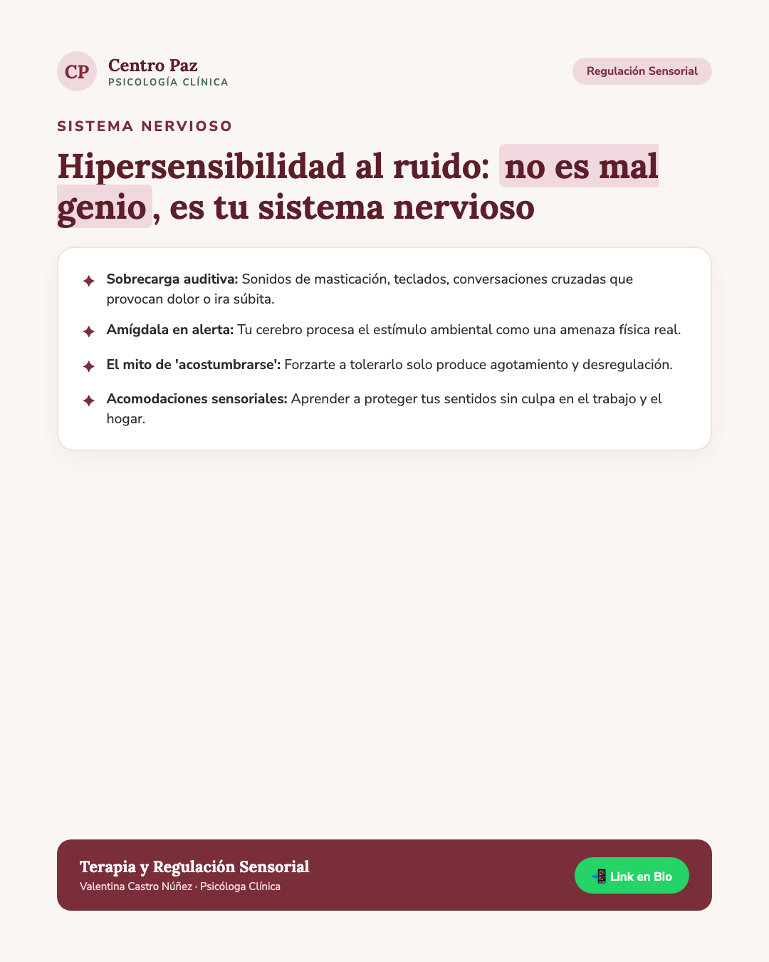 Hipersensibilidad al ruido: no es mal genio, es tu sistema nervioso