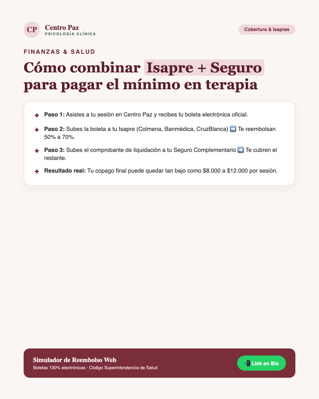 Cómo combinar Isapre + Seguro para pagar el mínimo en terapia