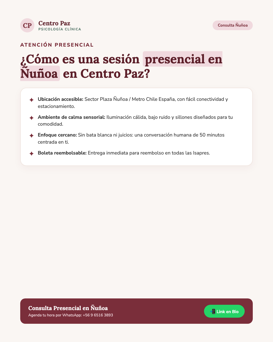¿Cómo es una sesión presencial en Ñuñoa en Centro Paz? - Centro Paz Psicología Clínica