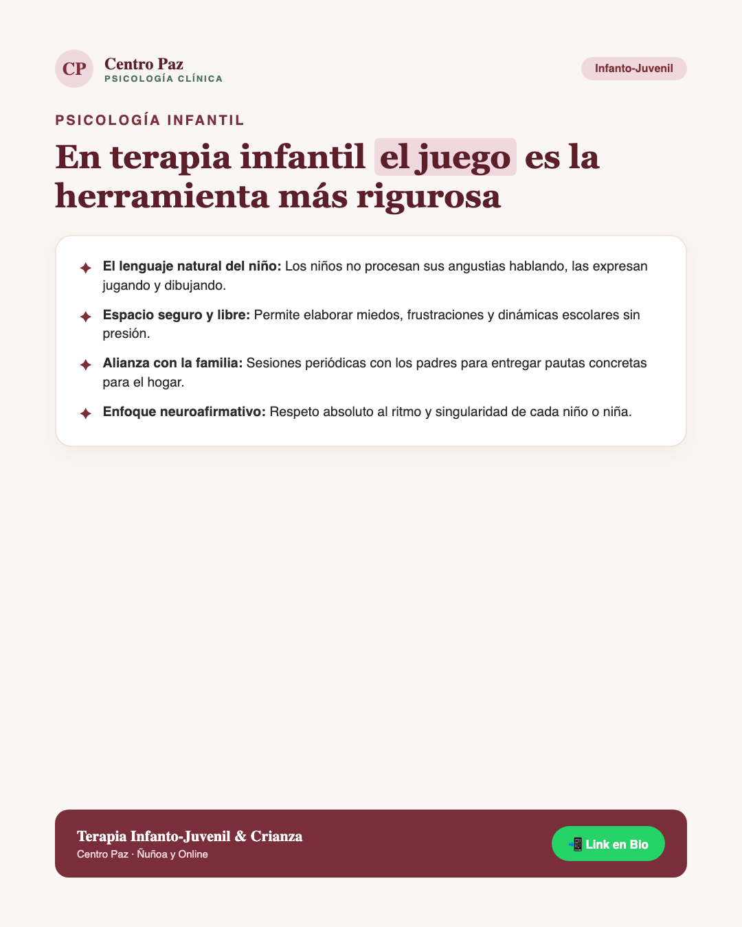 En terapia infantil el juego es la herramienta más rigurosa