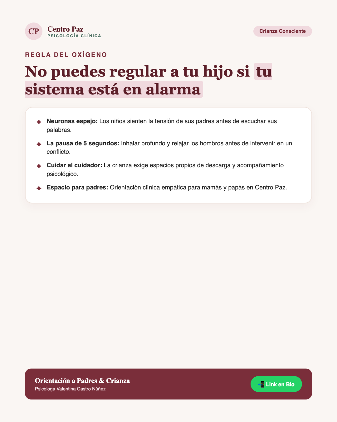 No puedes regular a tu hijo si tu sistema está en alarma